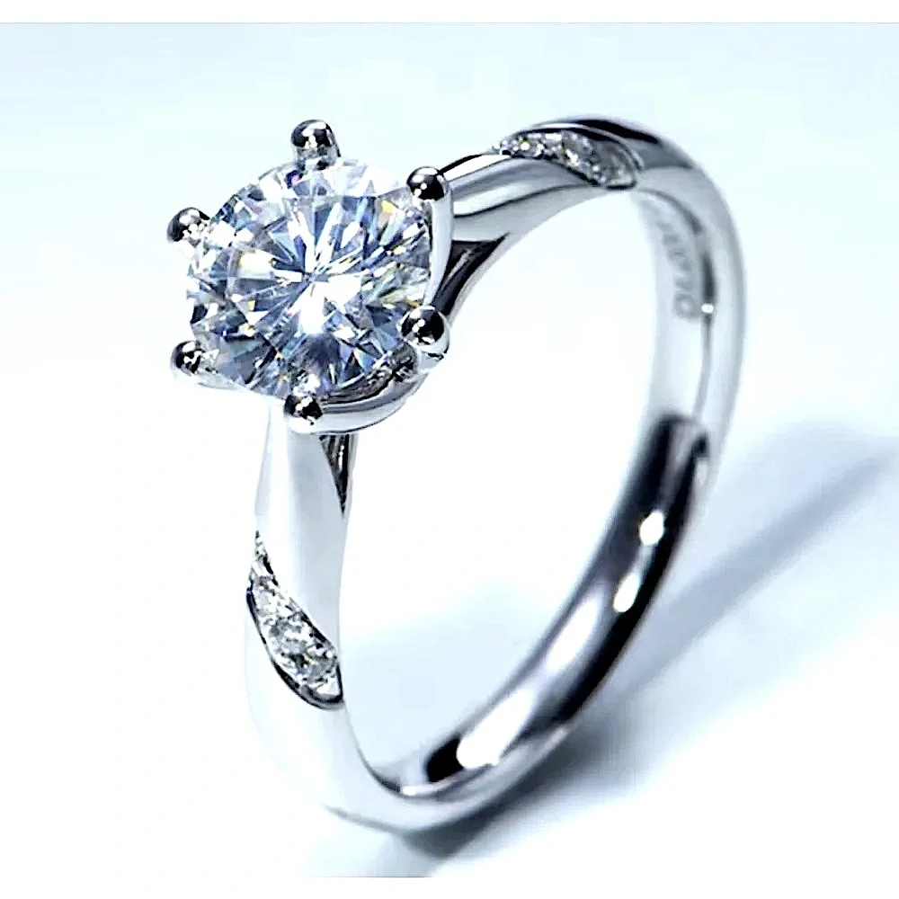 NEW 1ct Simulated Diamond‎ 14k White Gold Plated Silver Ring
